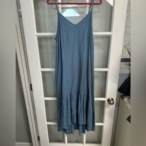 Universal Standard Linen Flutter Dress | Blue | Size S (14/16)